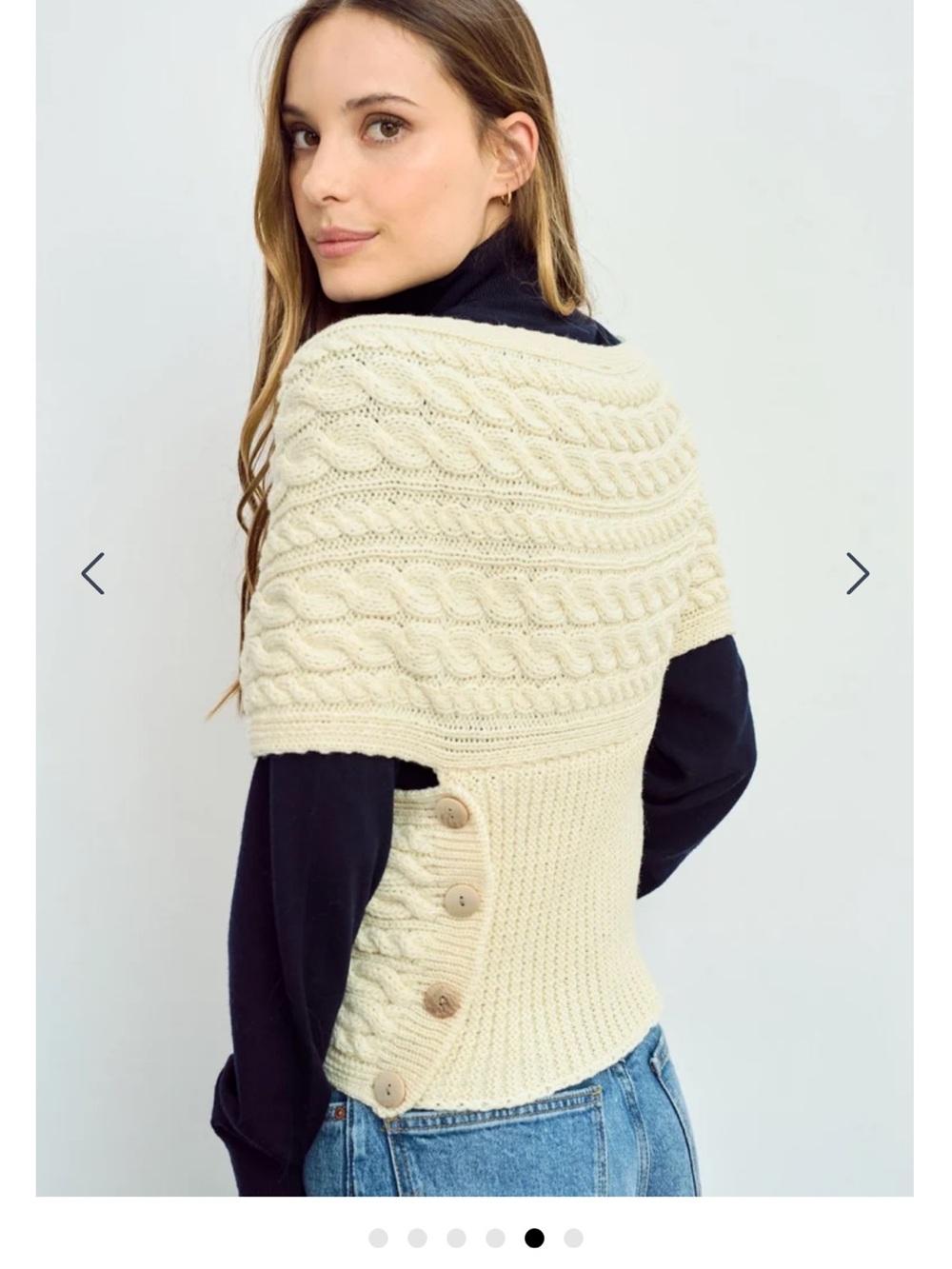 Cream Cable Knit Button-Side Women's Sweater Vest
